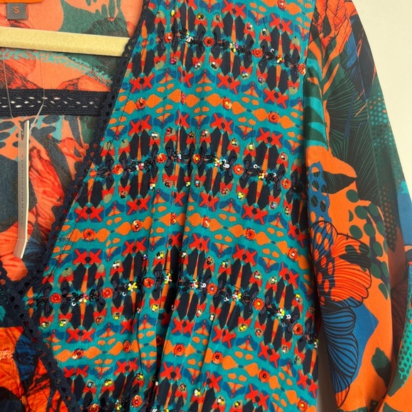 NEW Anthropologie Bhanuni By Jyoti Celestine Embellished Embroidered Boho Top S - Picture 6 of 12